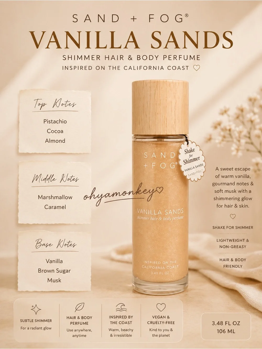 Sand + Fog Vanilla Sands Shimmer Hair & Body Spray